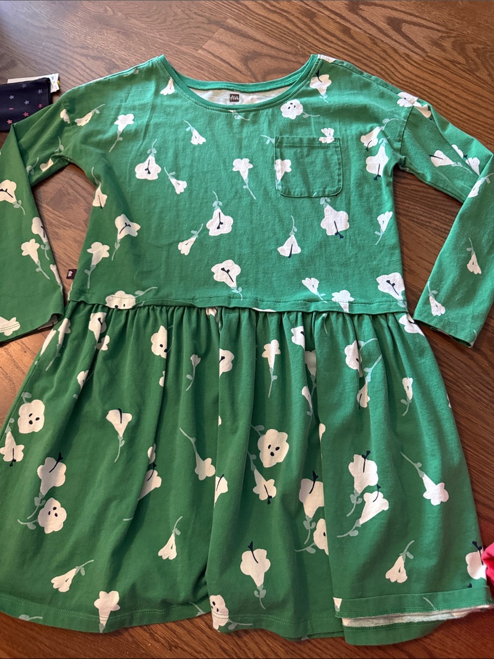 Tea Collection Green Floral Long Sleeve Girls Dress size 12